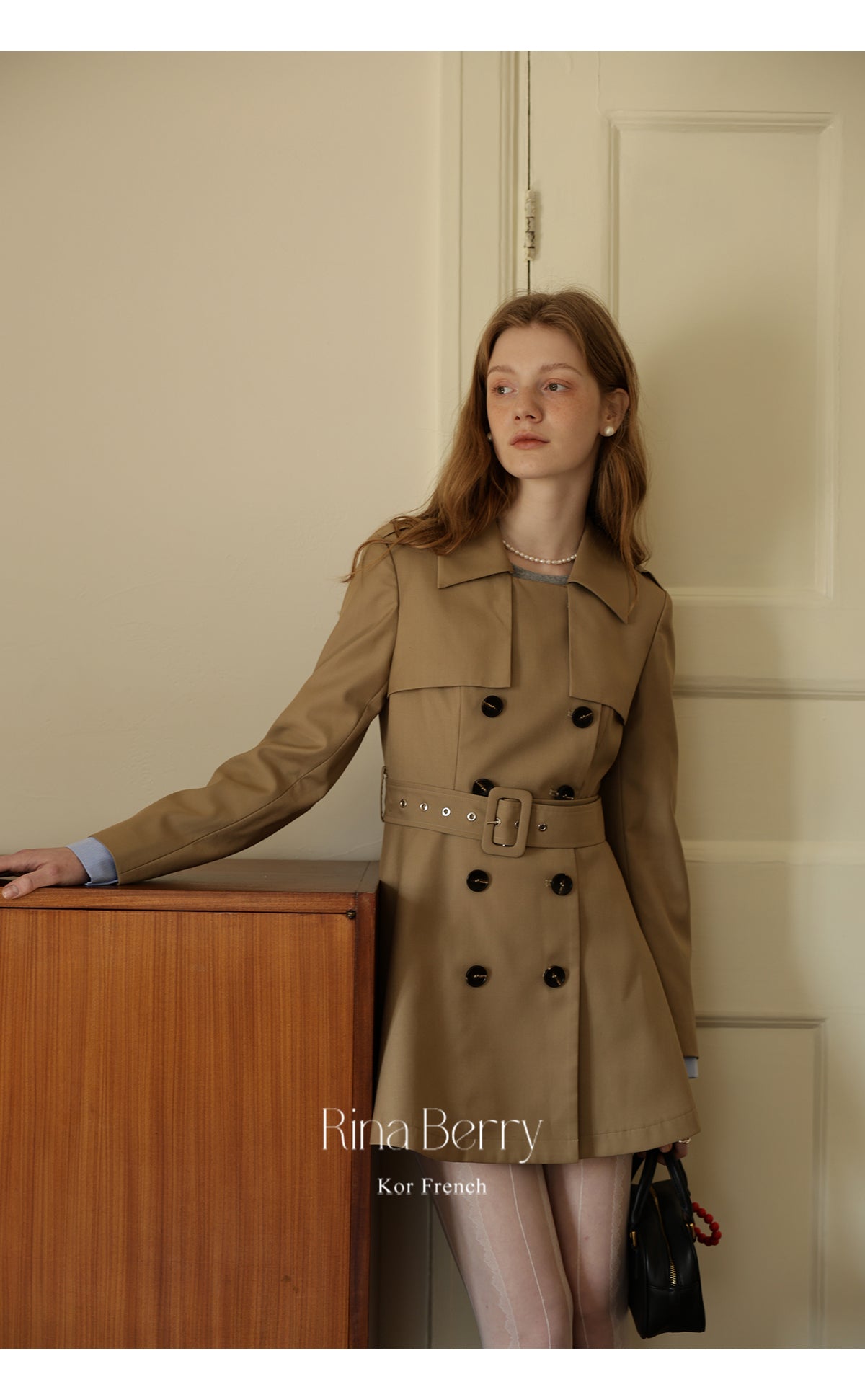 Slim Fit Belted Short Trench Coat In Dress Style