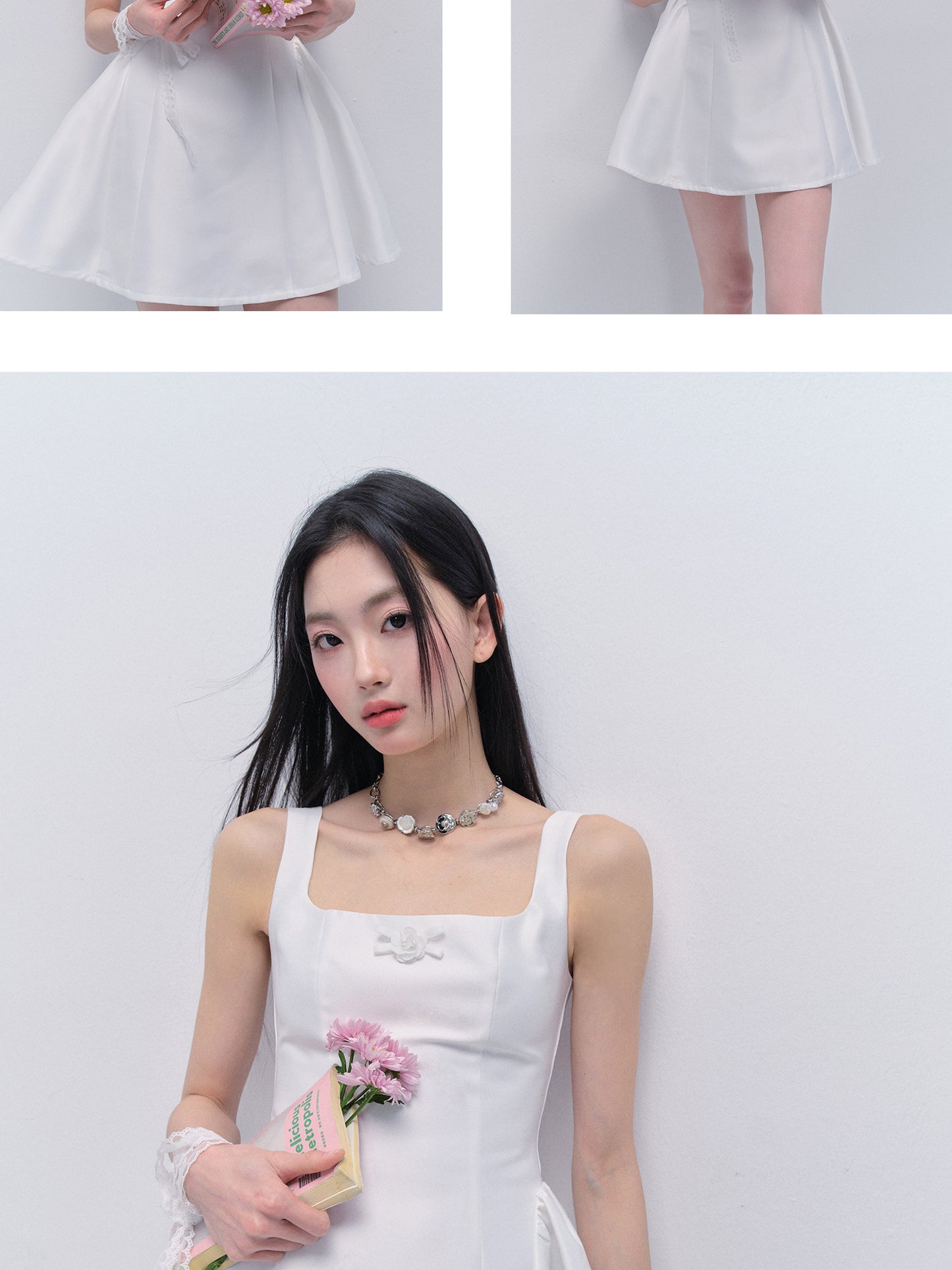 Wedding-Inspired Sleeveless Glossy Satin Dress