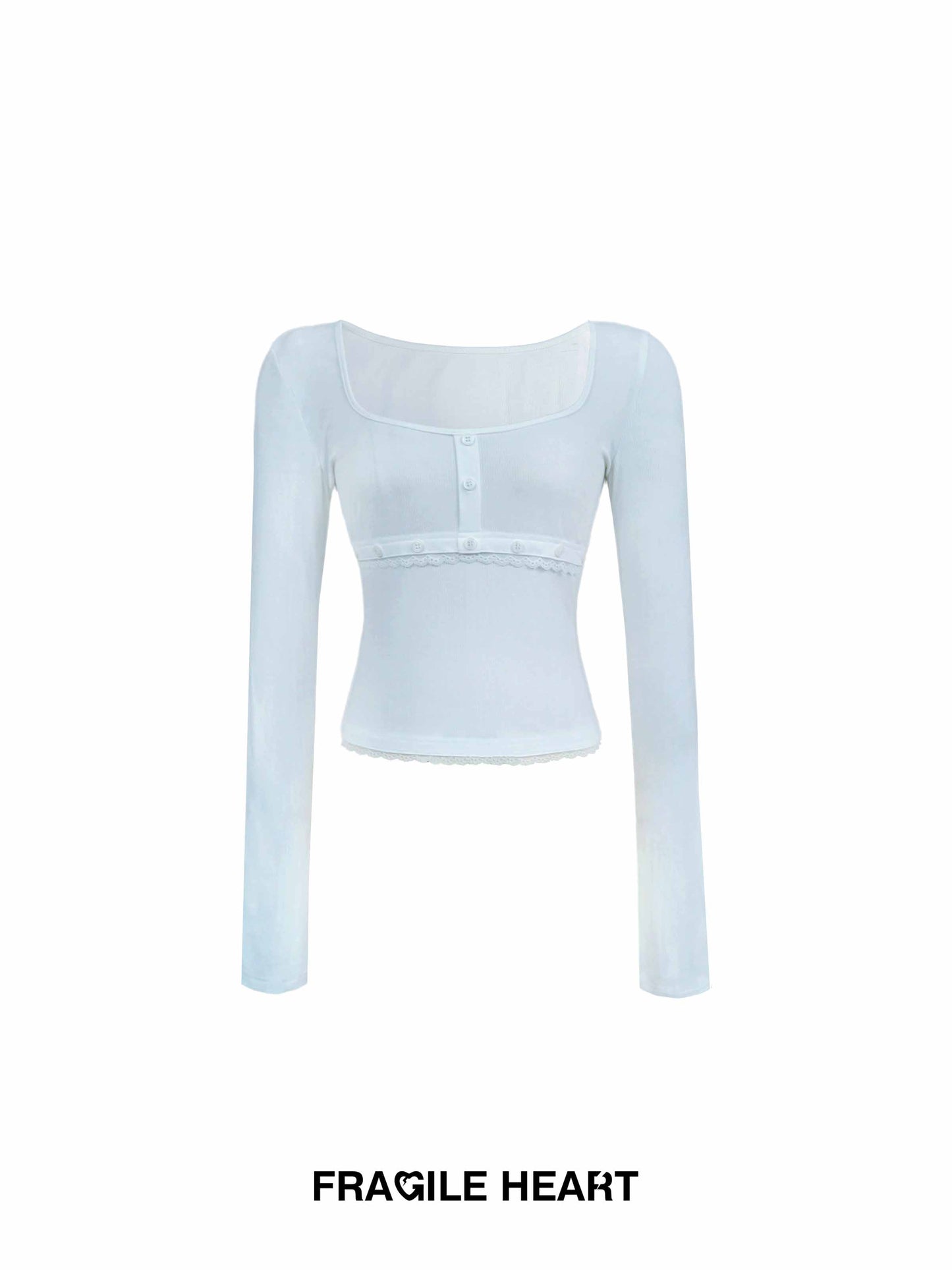 Slim Fit Top With Ballet Neck And Button Detail