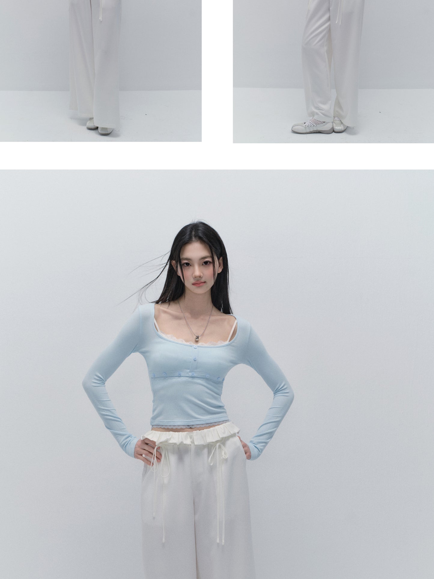 Slim Fit Top With Ballet Neck And Button Detail