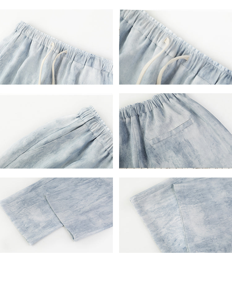 Marble Drawstring-Waist Pants