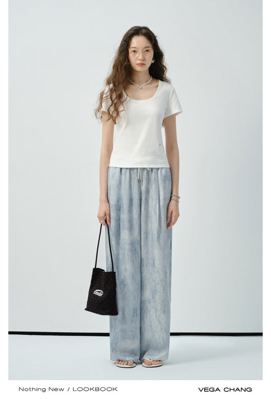 Marble Drawstring-Waist Pants