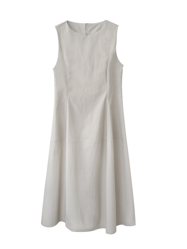 Structured Sleeveless Dress With Flared Hem