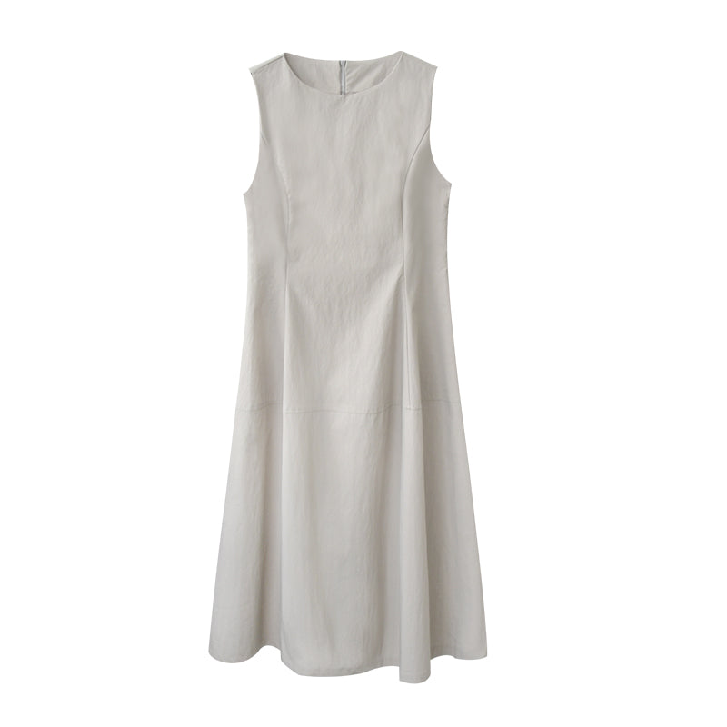 Structured Sleeveless Dress With Flared Hem