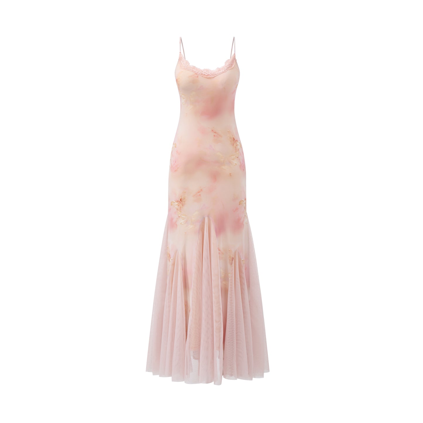 Butterfly Print Tulle-Hem Cami Dress