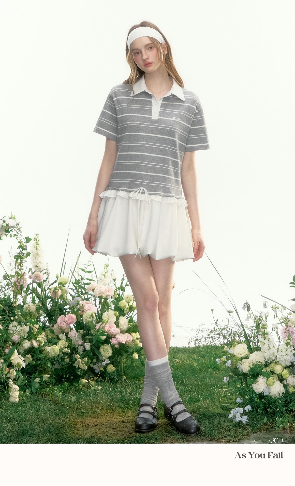 Bubble Hem Striped Polo Dress