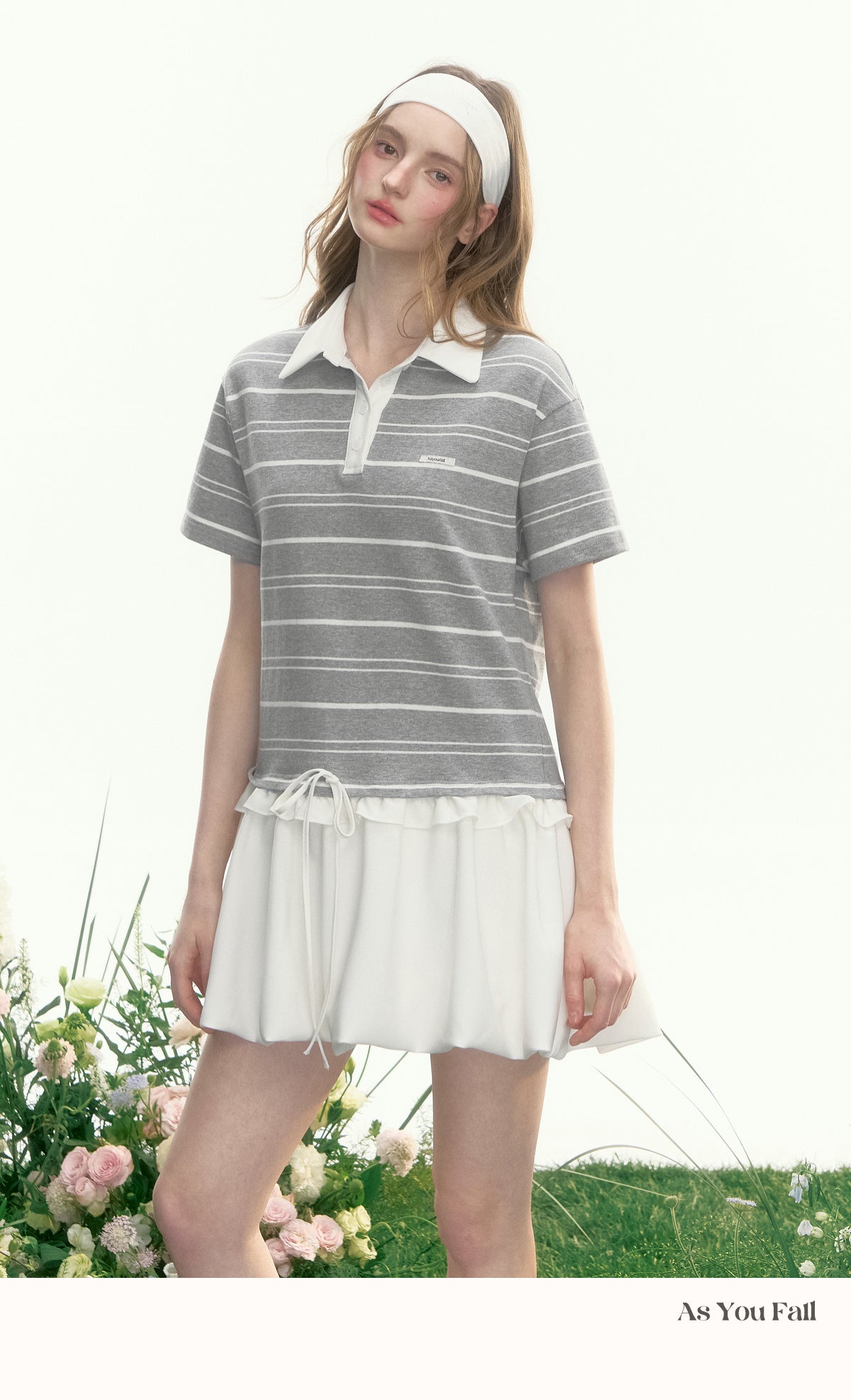 Bubble Hem Striped Polo Dress