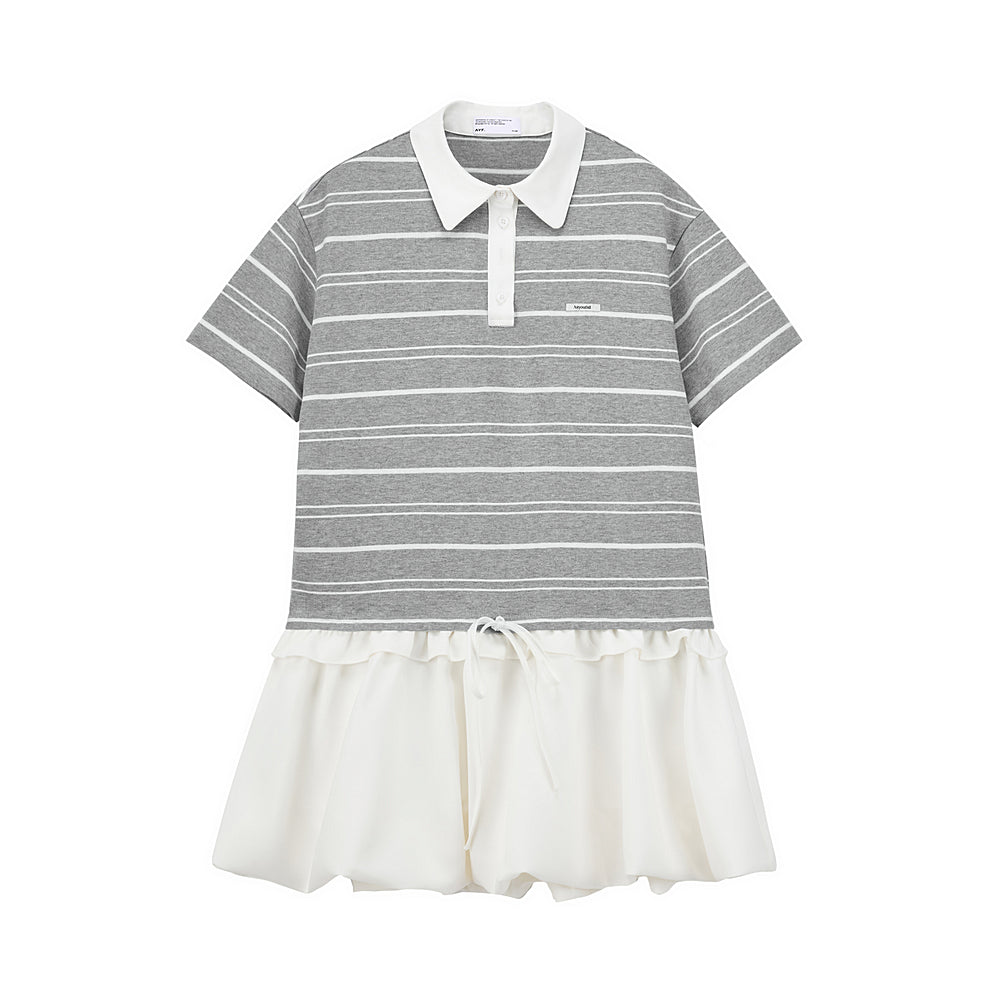 Bubble Hem Striped Polo Dress