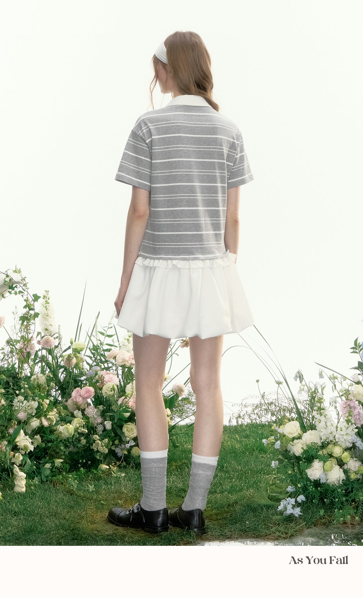 Bubble Hem Striped Polo Dress