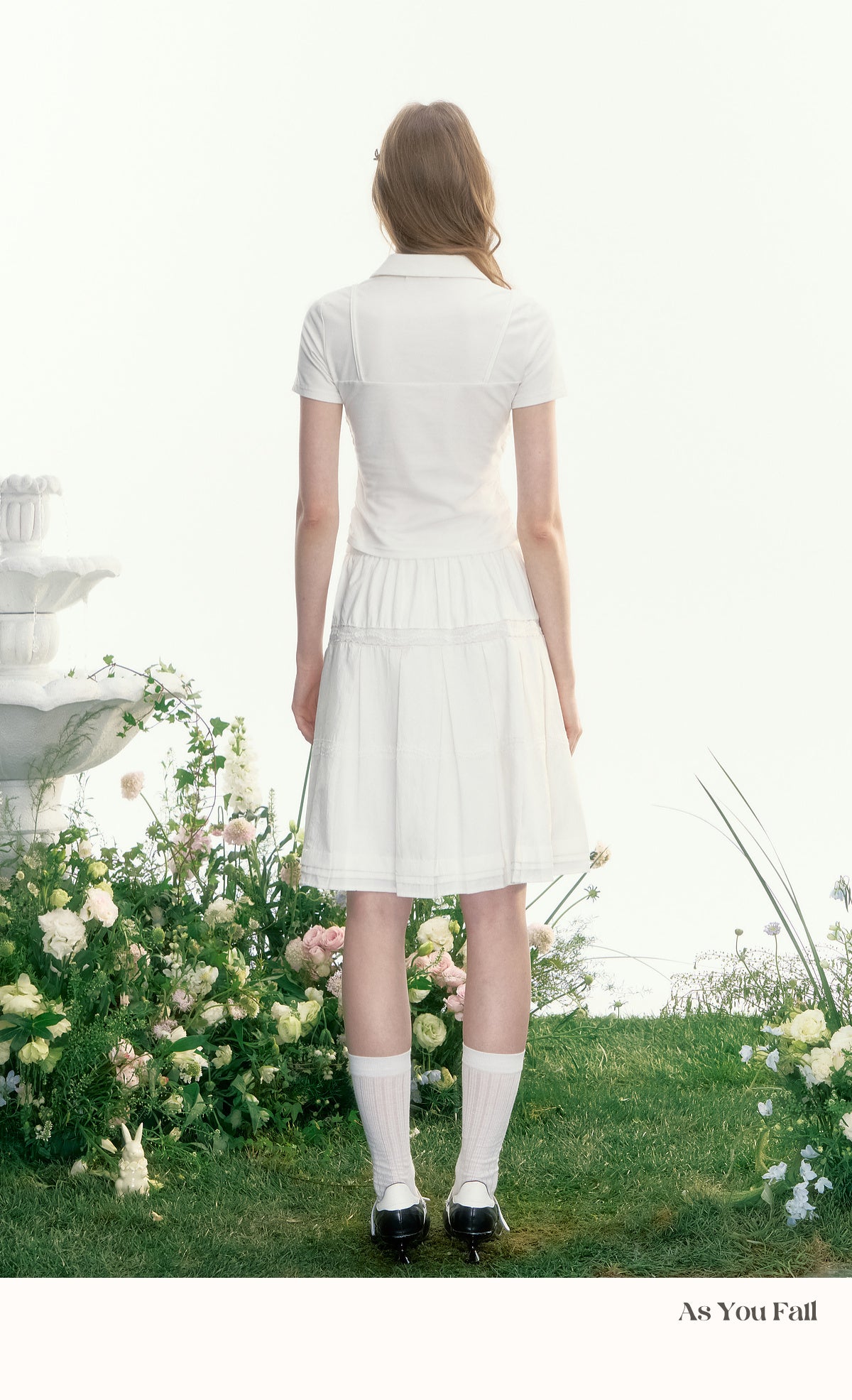 Faux-Layered Polo Top With Bow-Knot Camisole