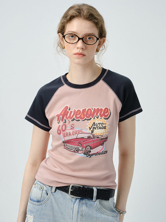 60s Vintage Car Graphic Raglan T-Shirt