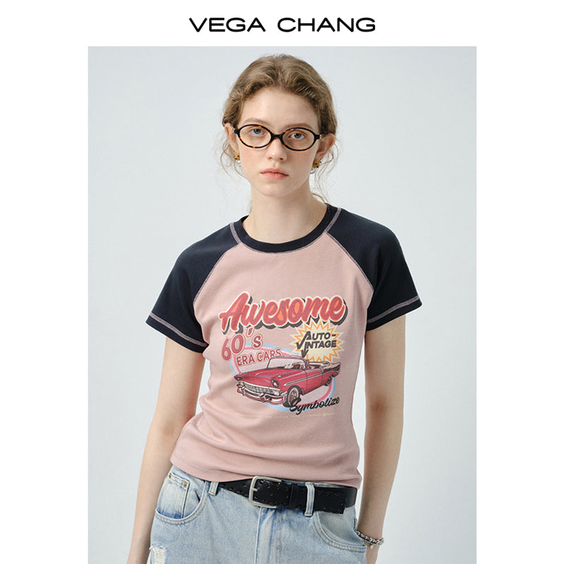 60s Vintage Car Graphic Raglan T-Shirt