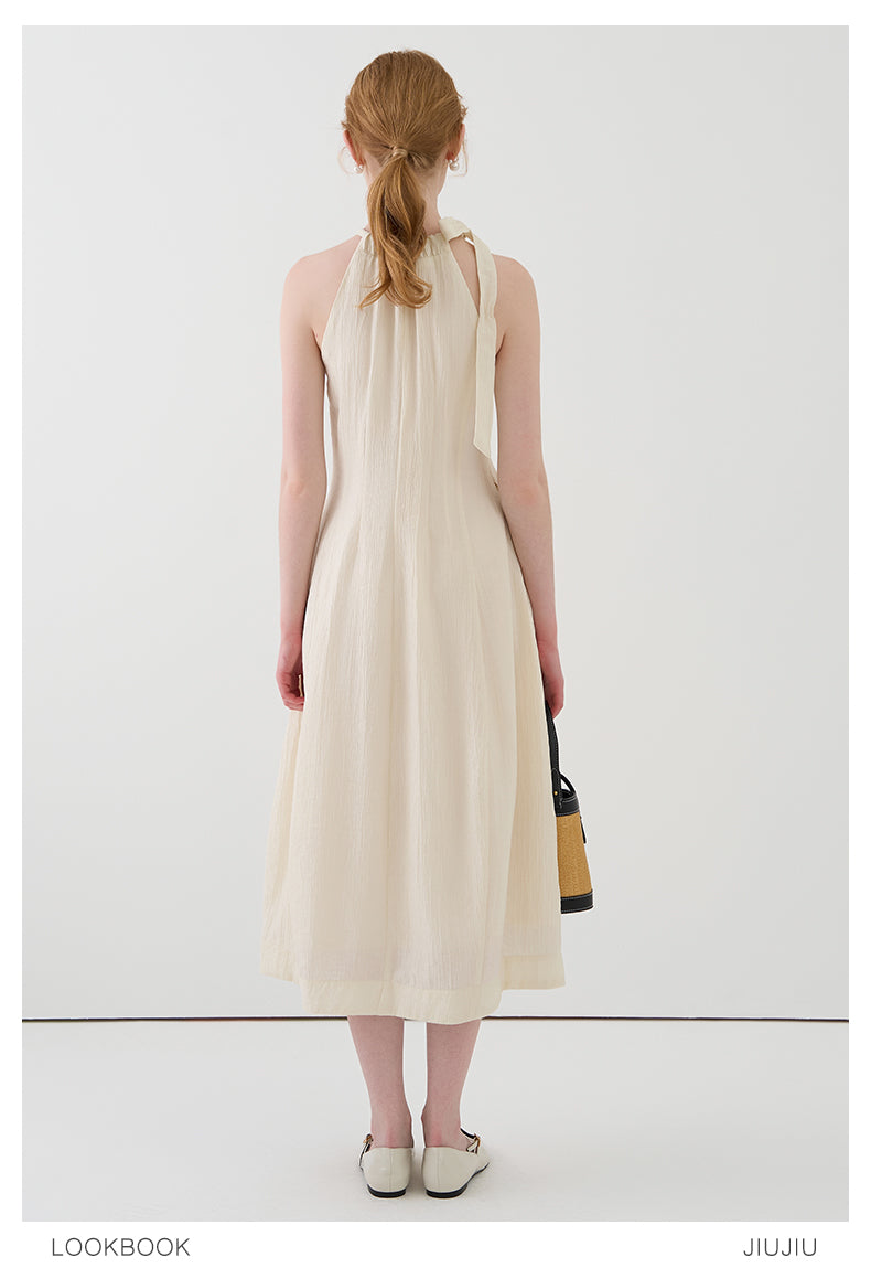 Gathered Halter Neck Textured Dress