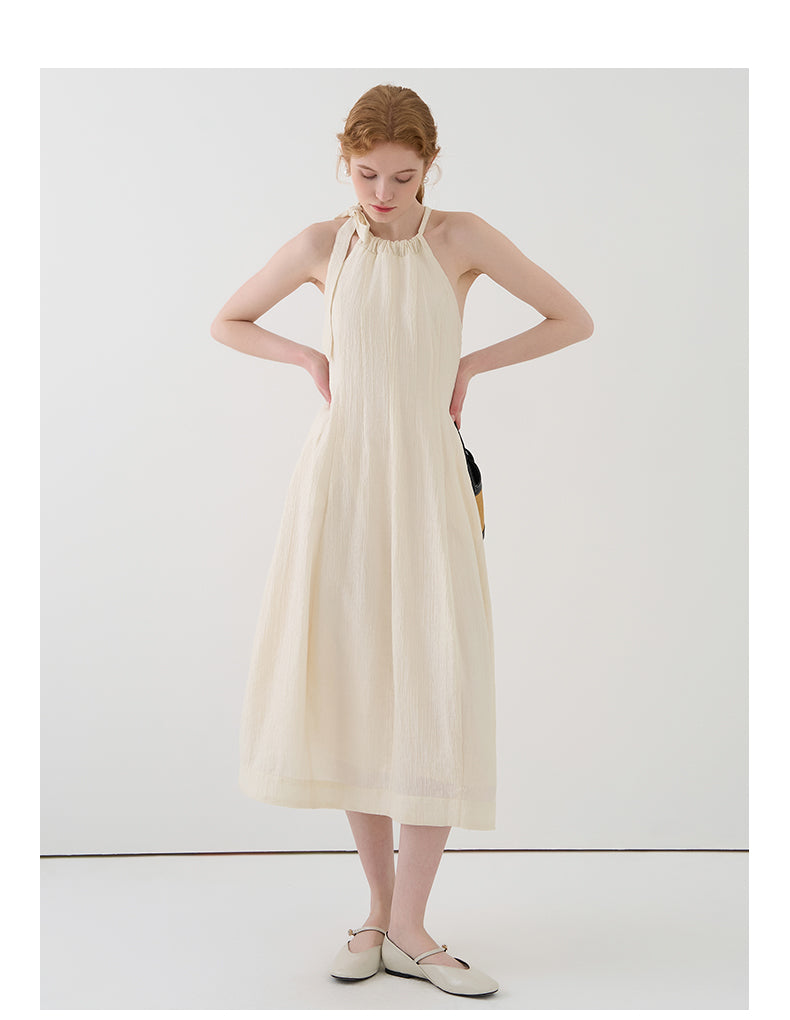 Gathered Halter Neck Textured Dress