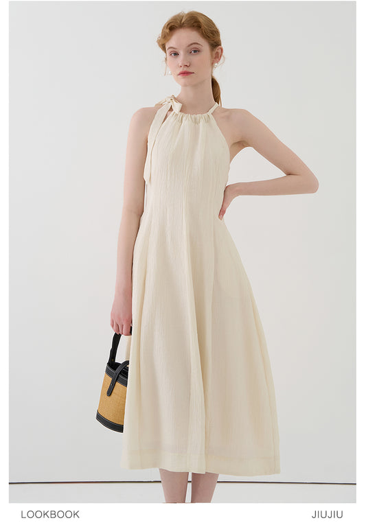 Gathered Halter Neck Textured Dress