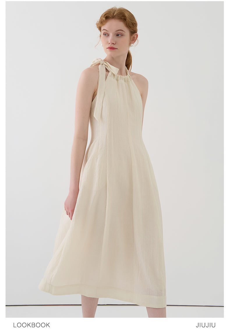 Gathered Halter Neck Textured Dress