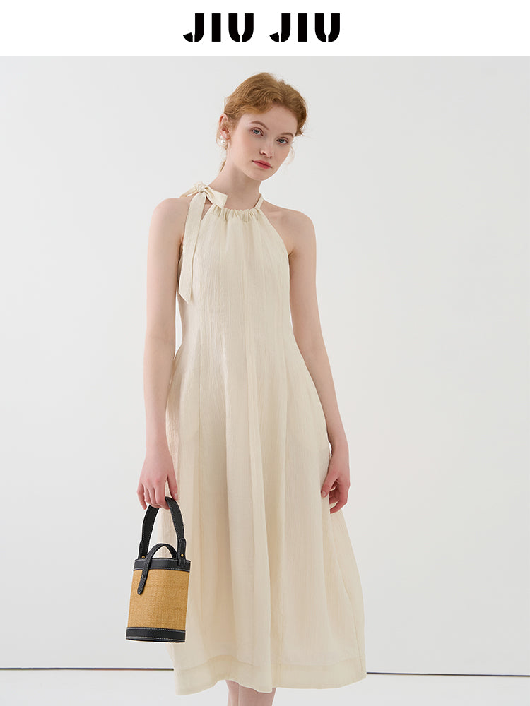 Gathered Halter Neck Textured Dress