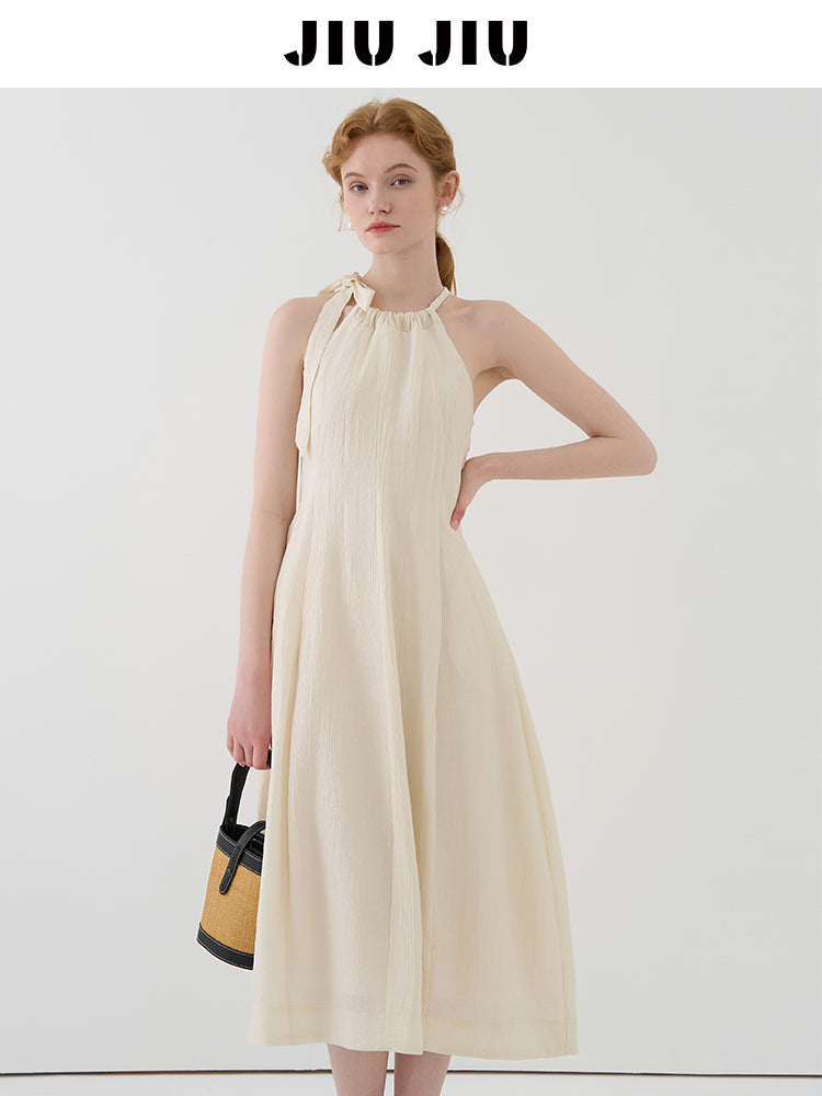 Gathered Halter Neck Textured Dress