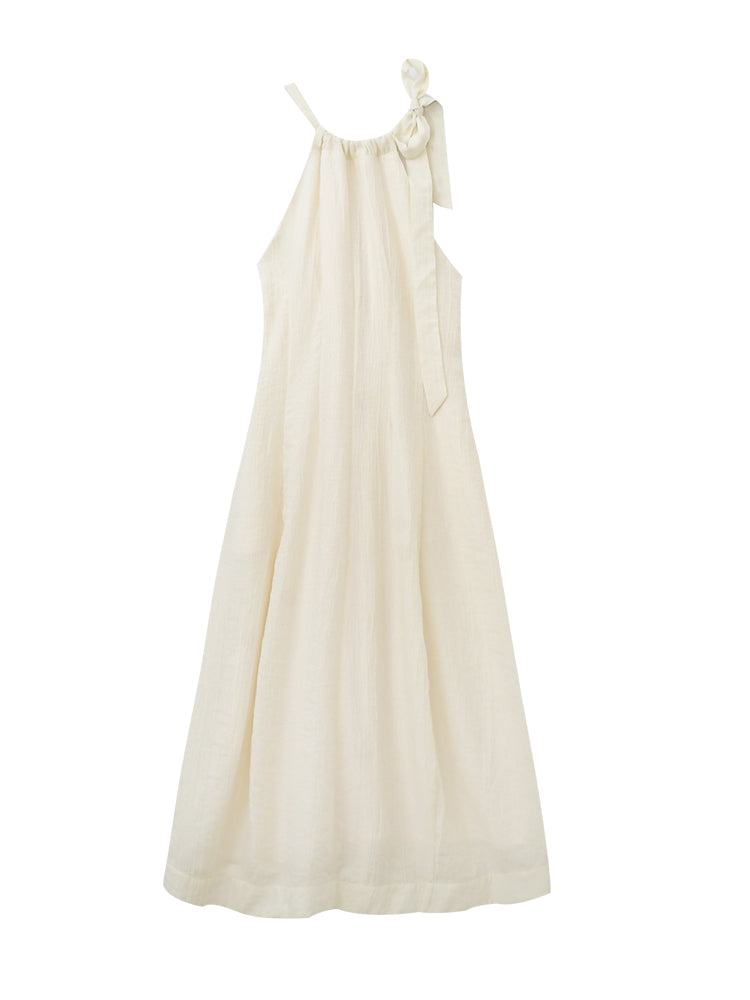 Gathered Halter Neck Textured Dress