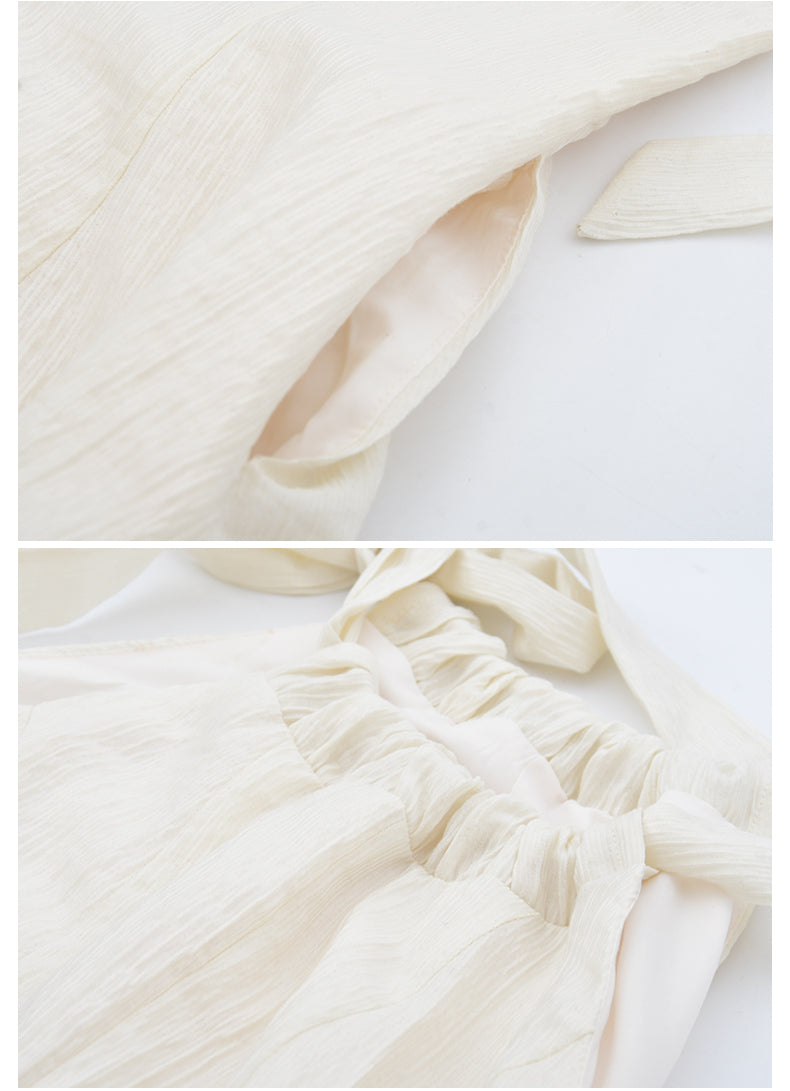 Gathered Halter Neck Textured Dress