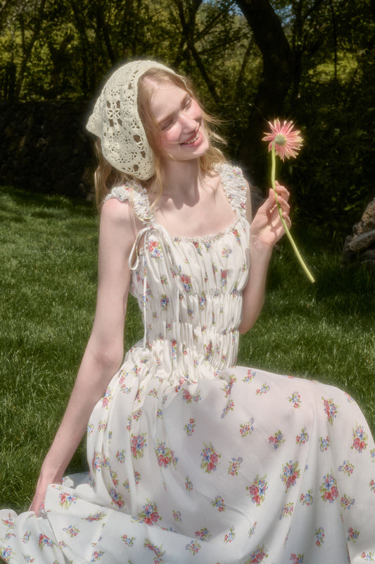 Asymmetric Sleeveless Floral Ruched Dress