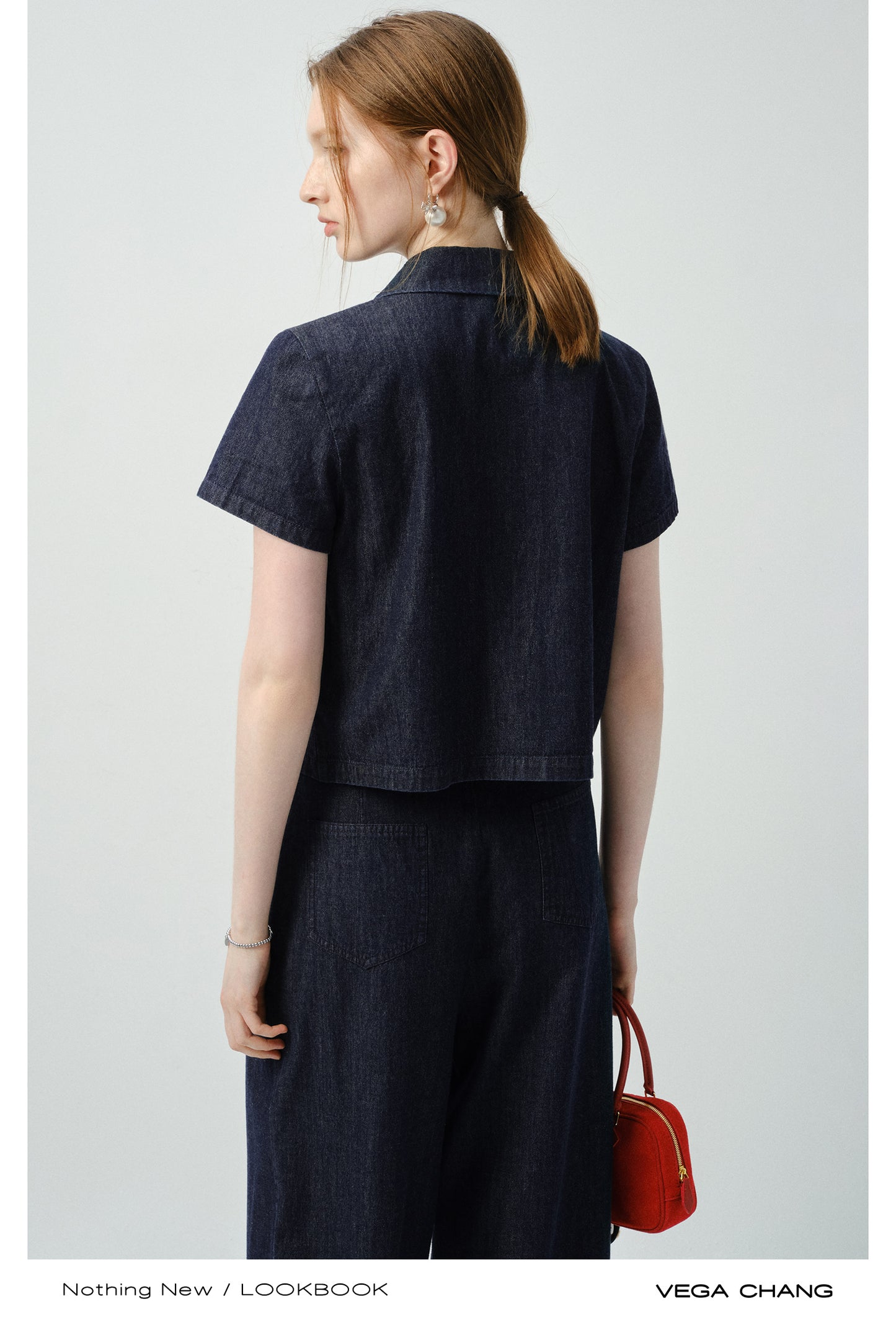 Denim Tie-Front Shirt & Pleated Pants