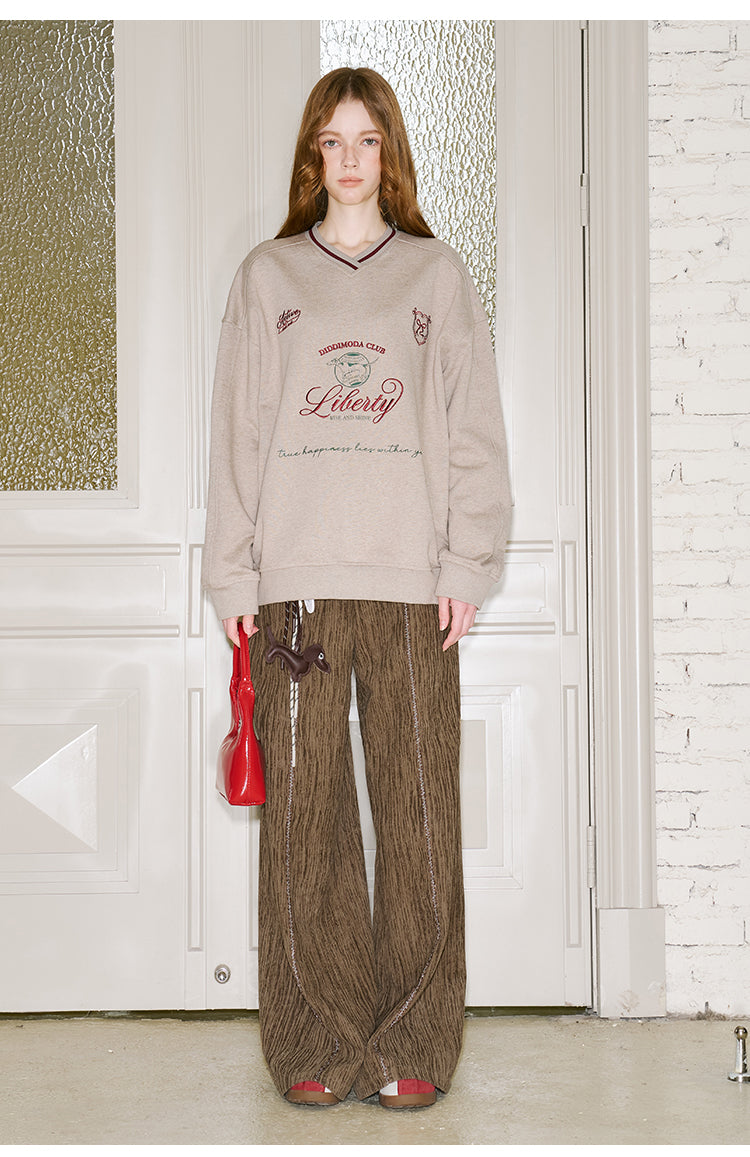 Classic Embroidered V-Neck Jersey Sweatshirt