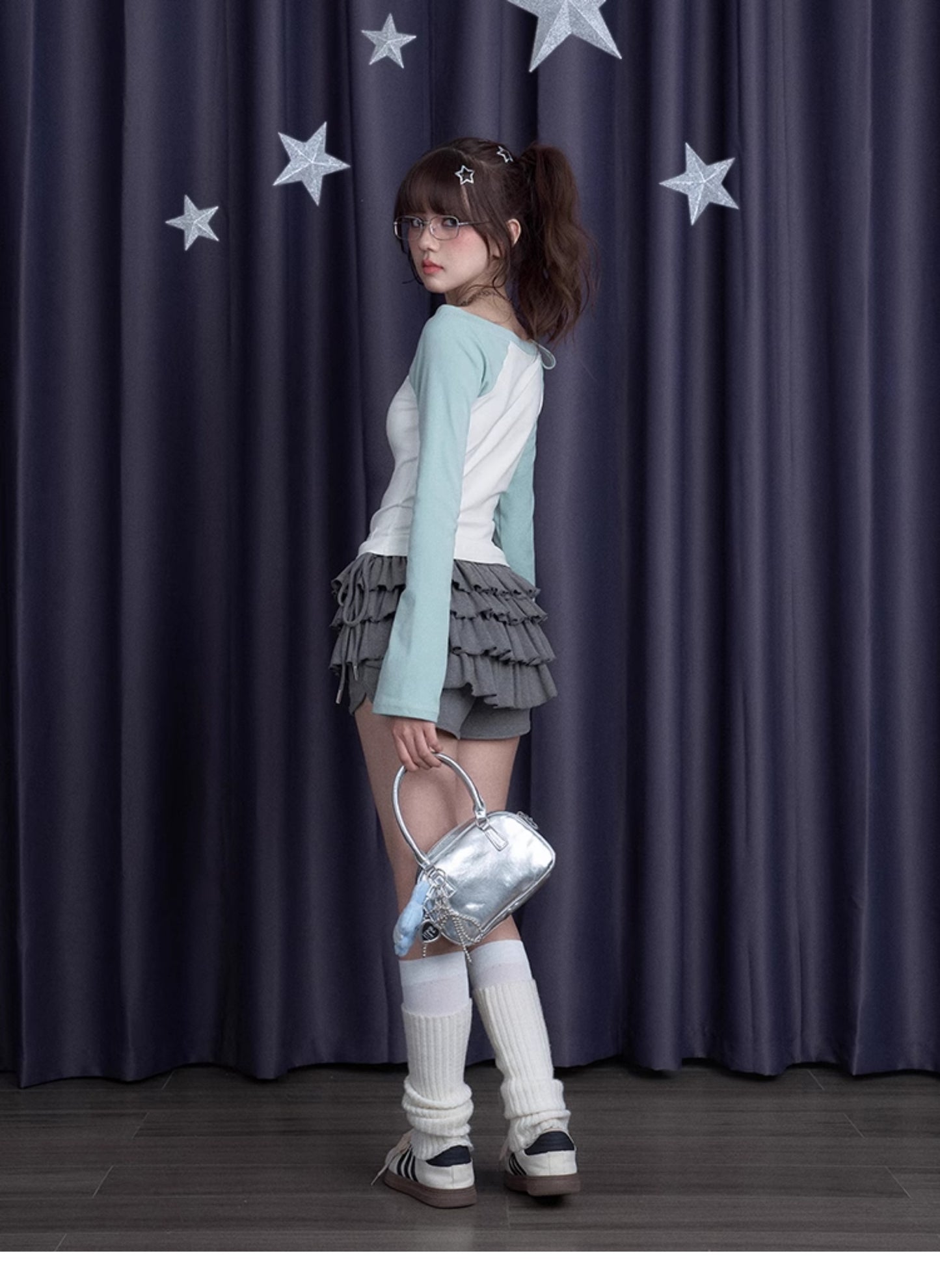 Off-Shoulder T-Shirt With Star Charm Tie Strap