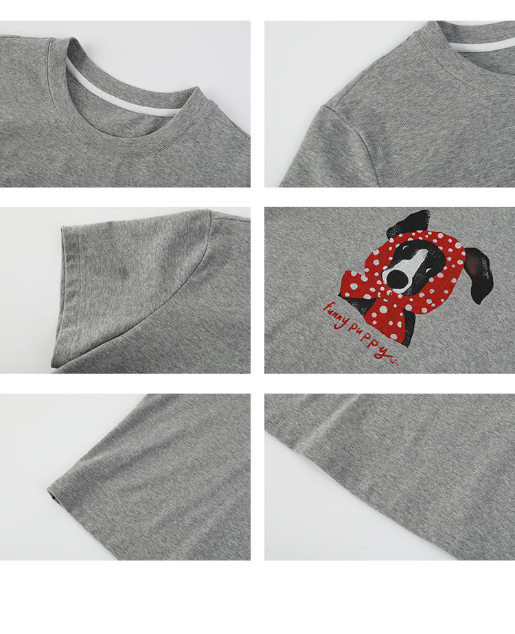 Puppy-In-Scarf Printed T-Shirt
