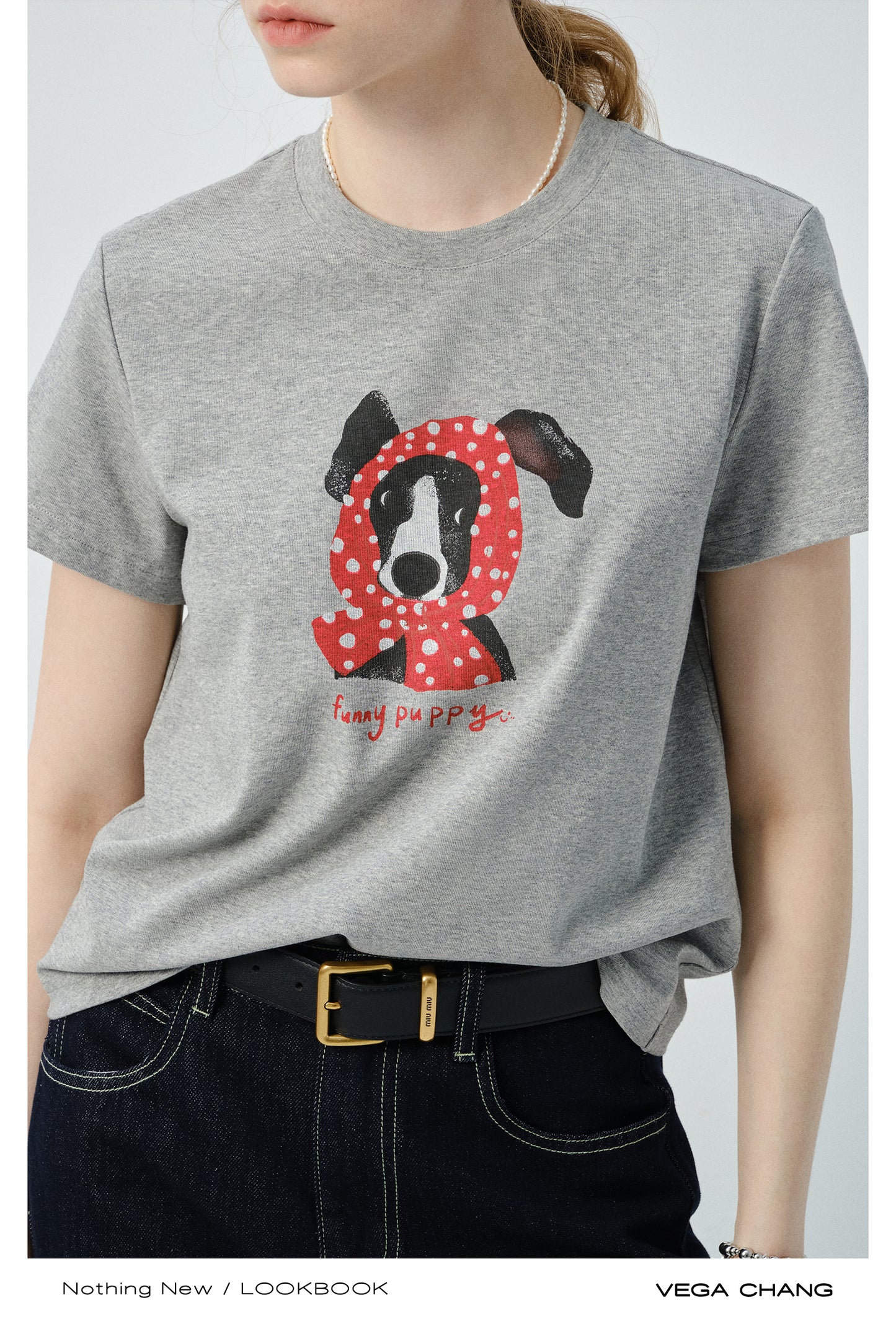 Puppy-In-Scarf Printed T-Shirt