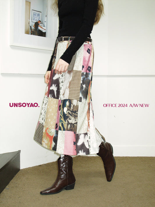 Midi Skirt With Patchwork Print