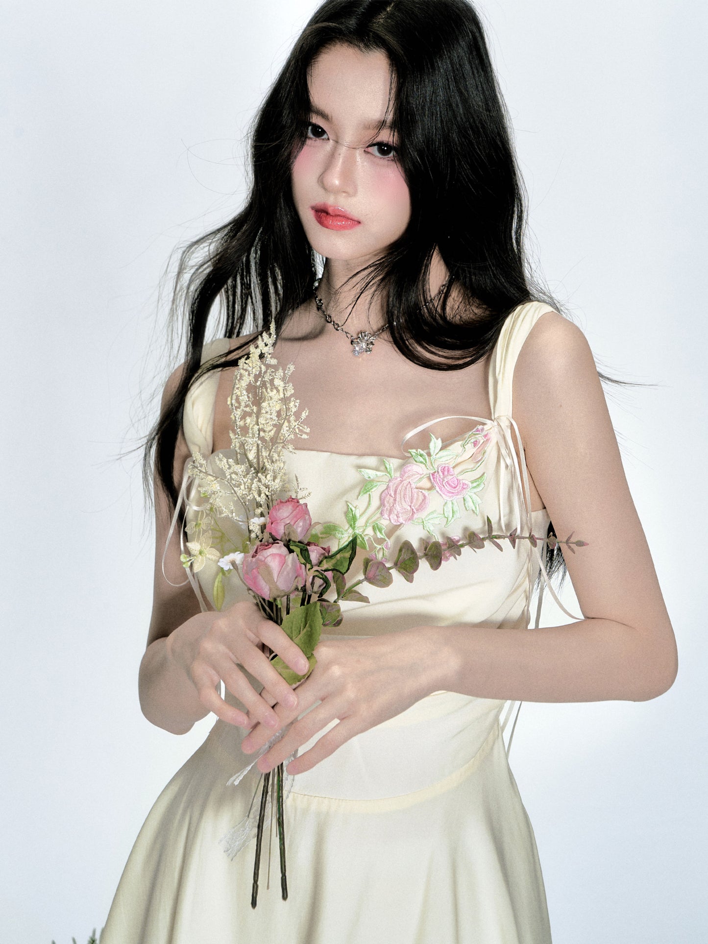Ruched Asymmetrical Floral Dress With Straps