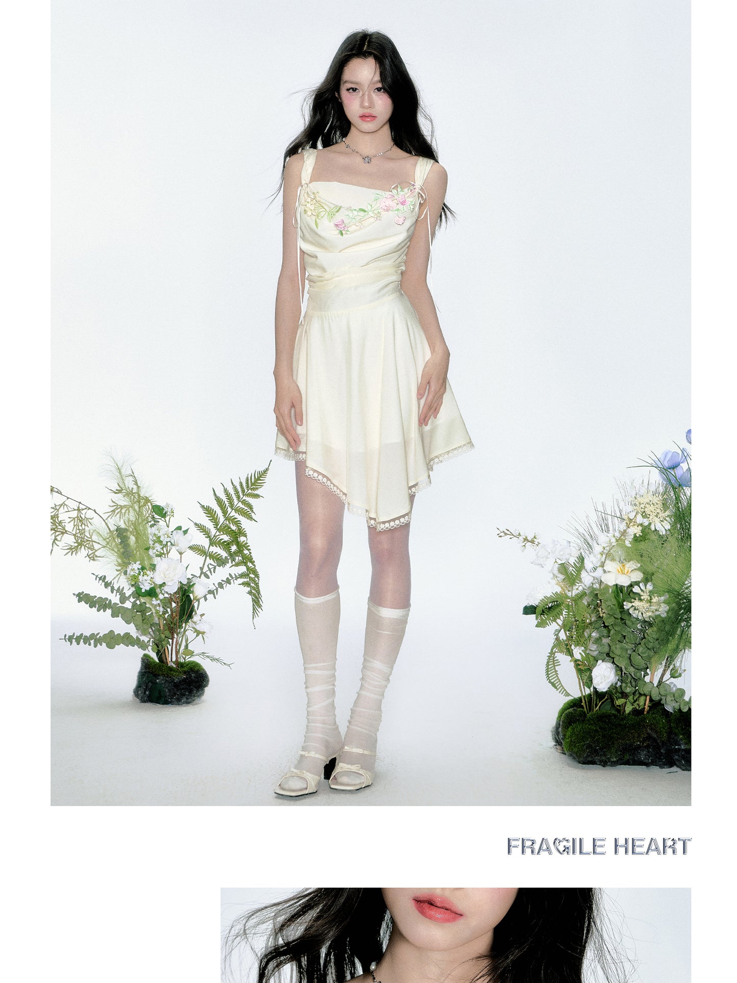 Ruched Asymmetrical Floral Dress With Straps
