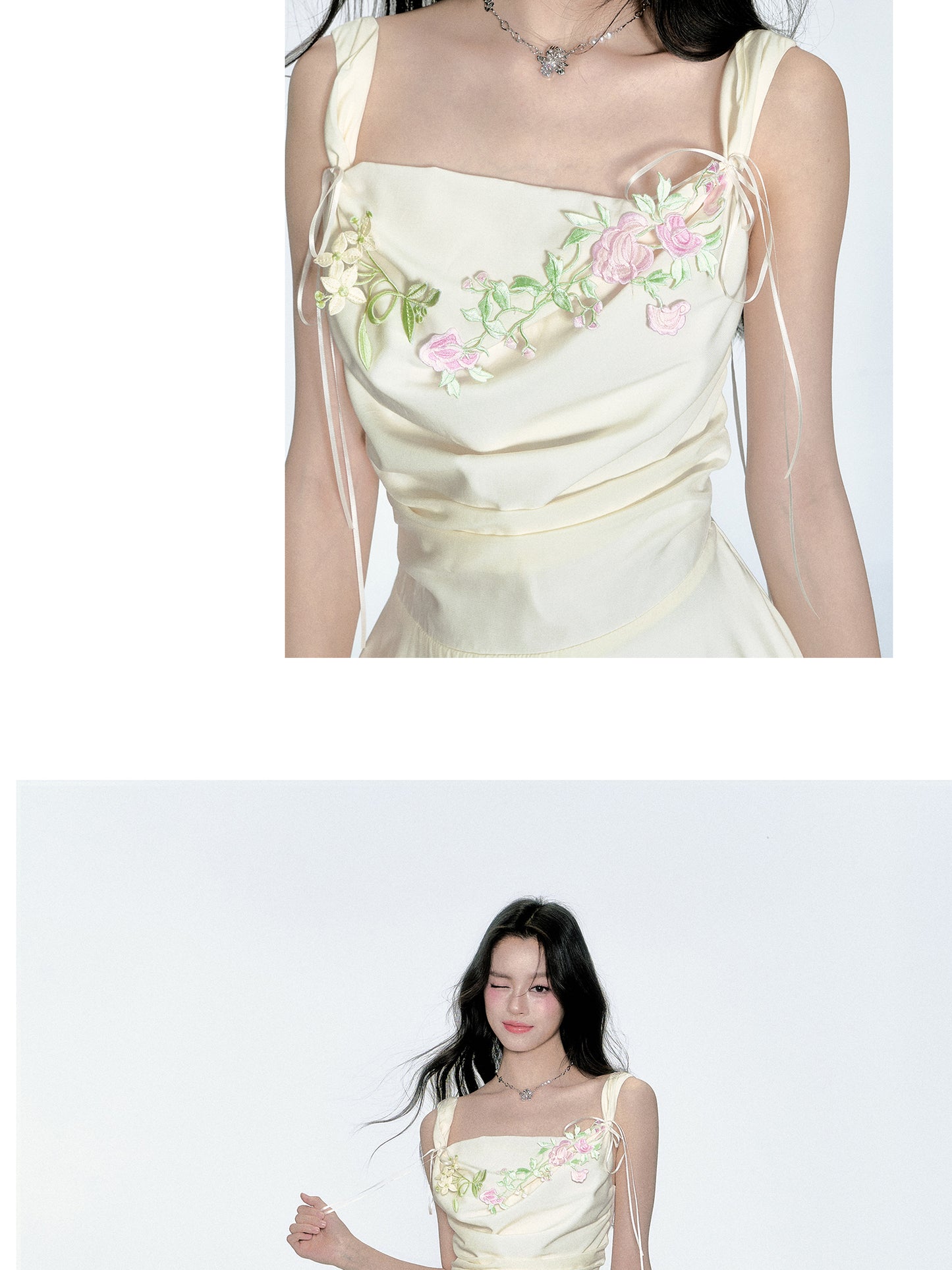 Ruched Asymmetrical Floral Dress With Straps