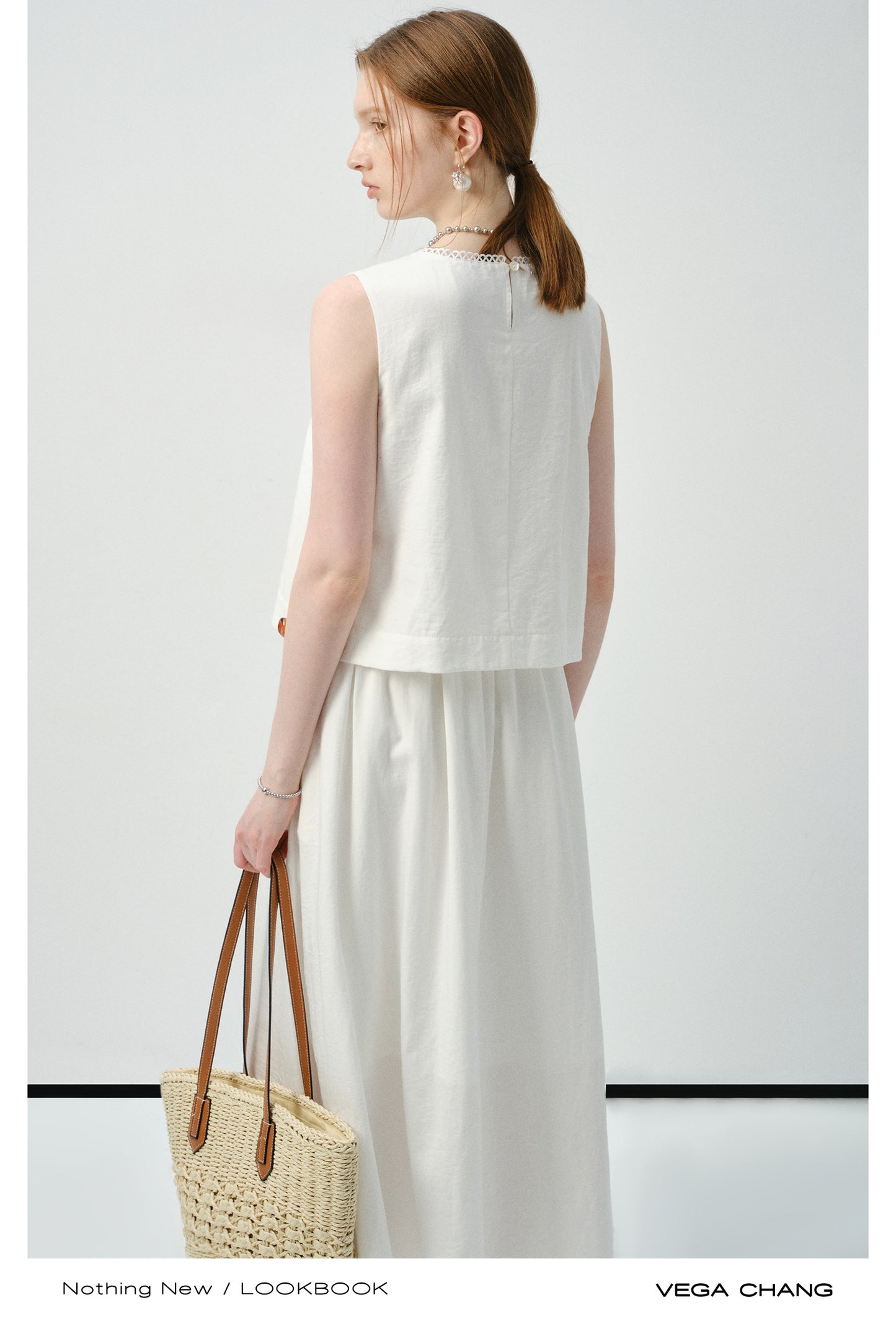 Sleeveless Faux Two-Piece Dress With Beaded Detail
