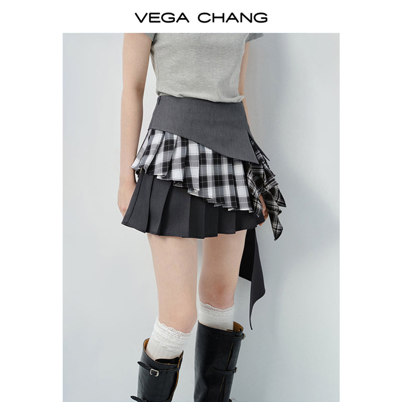 Dachshund Print Tee & Mixed Fabric Layered Skirt