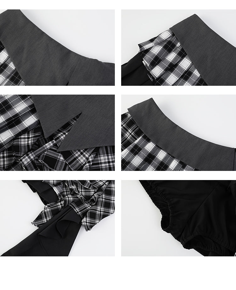 Dachshund Print Tee & Mixed Fabric Layered Skirt