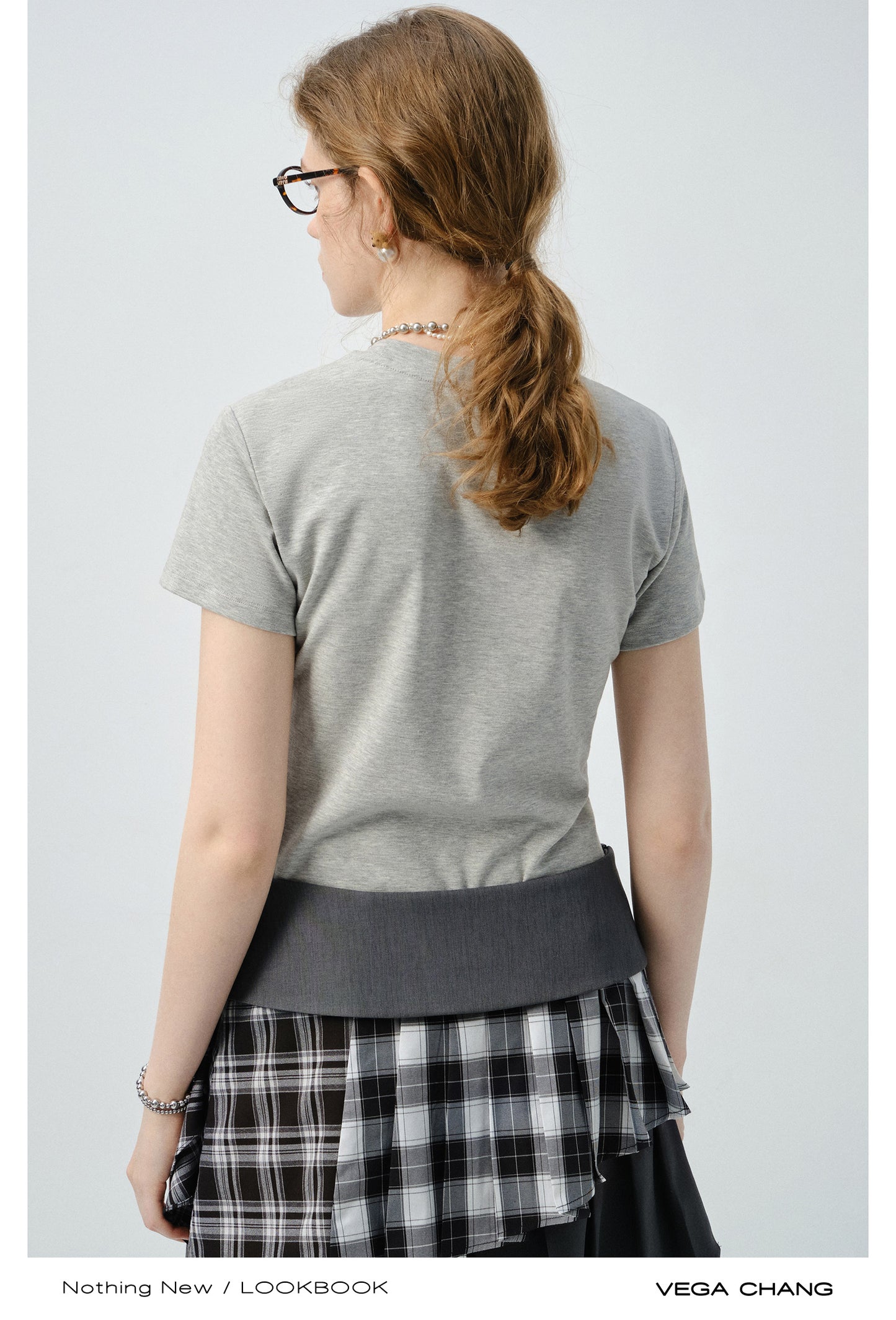 Dachshund Print Tee & Mixed Fabric Layered Skirt