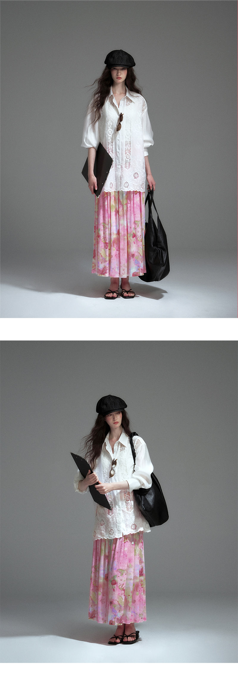 Longline Shirt With See-Through Lace Details