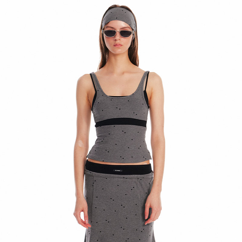 Polka Dot Layered-Look Camisole & Midi Skirt