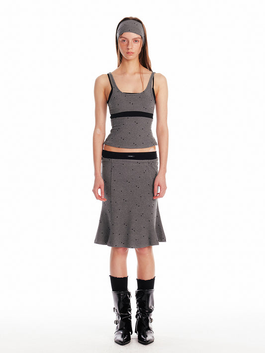 Polka Dot Layered-Look Camisole & Midi Skirt