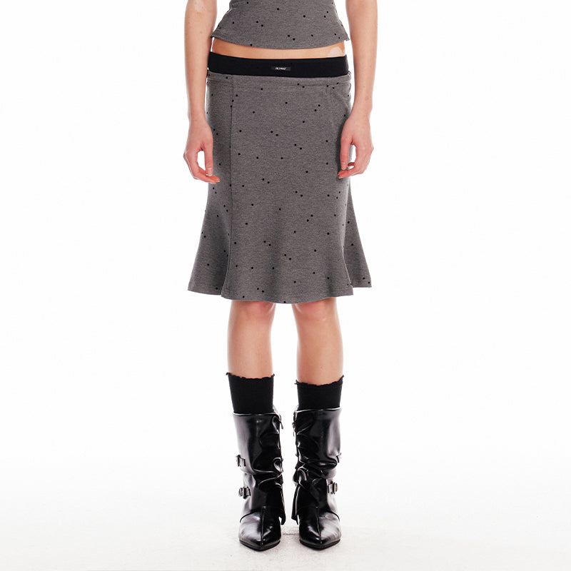 Polka Dot Layered-Look Camisole & Midi Skirt