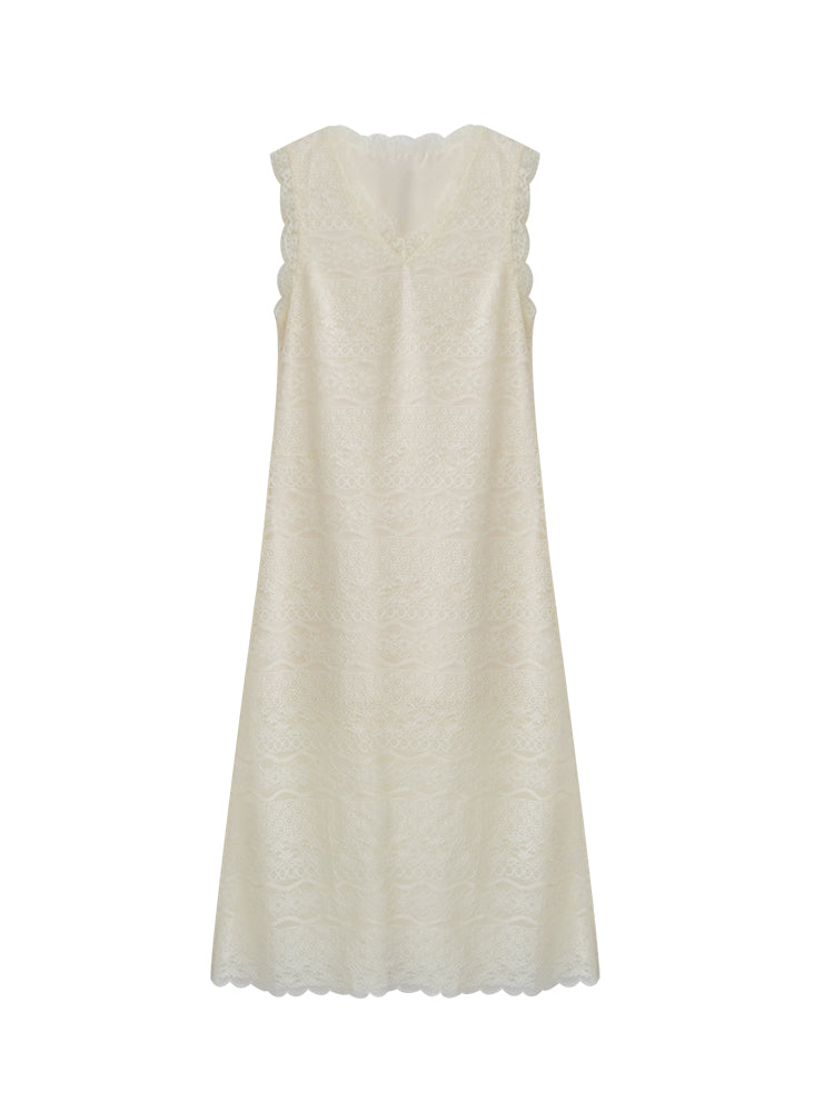 Sheer Floral Lace Sleeveless Maxi Dress