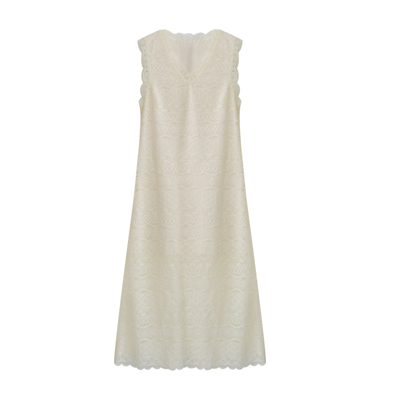 Sheer Floral Lace Sleeveless Maxi Dress
