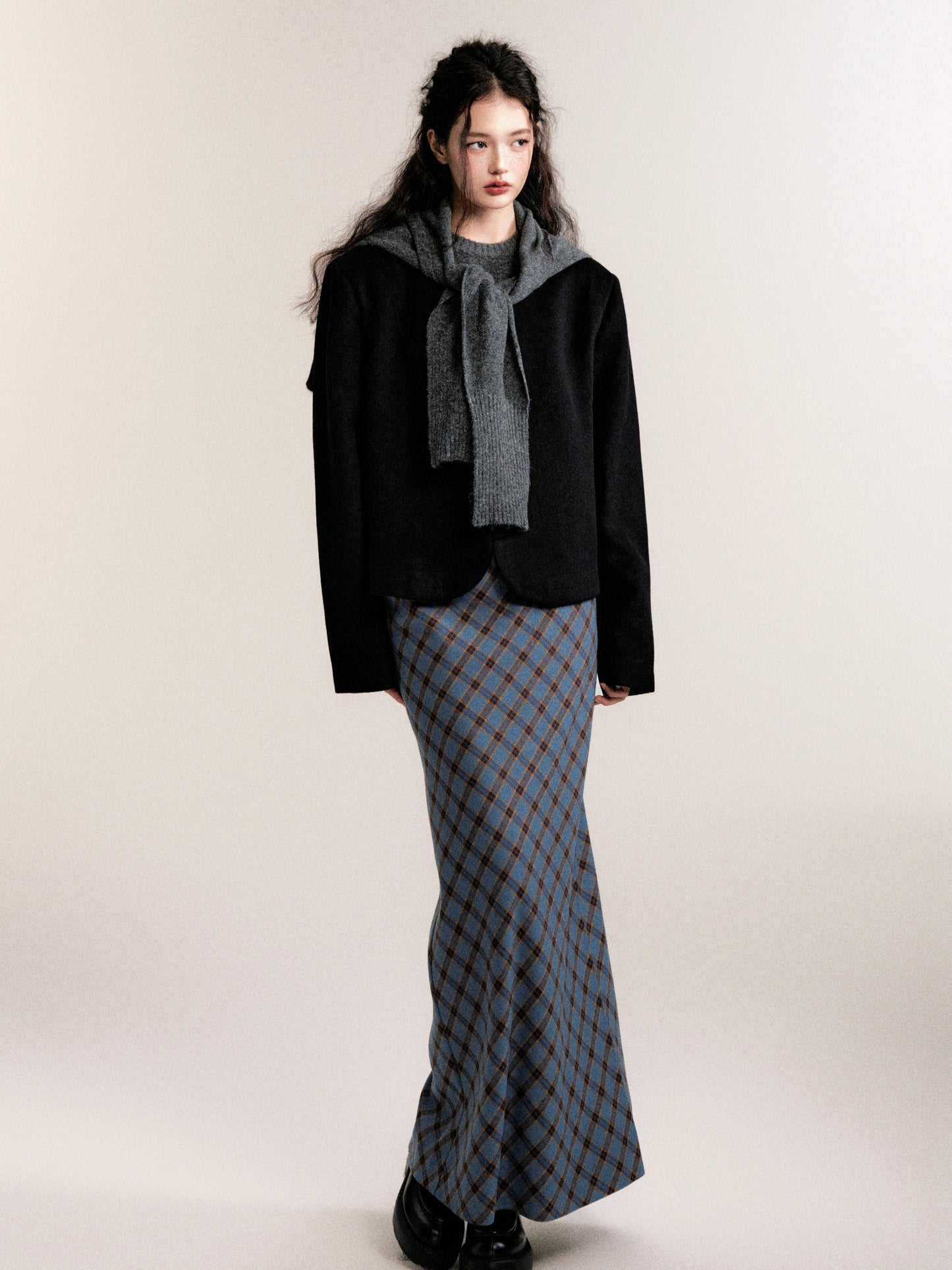 Relaxed Fit Merino Wool Collarless Jacket