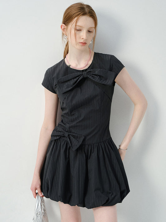 Bubble Dress With Large Bow Accent