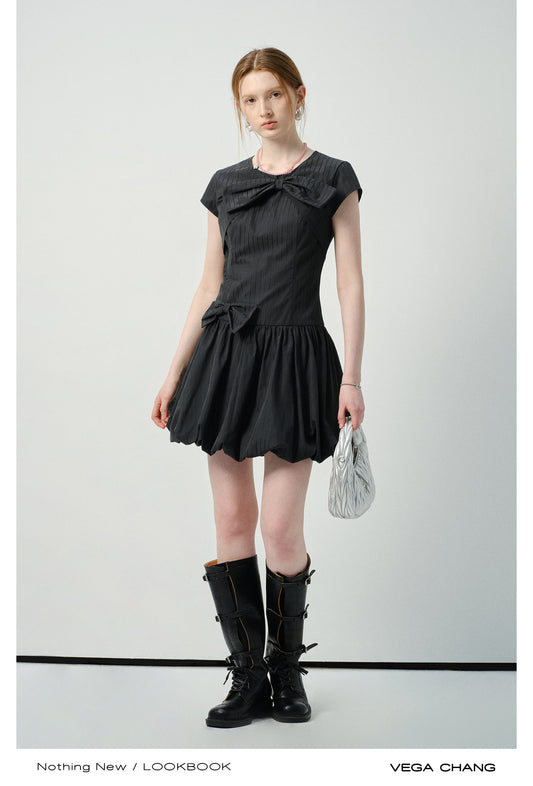 Bubble Dress With Large Bow Accent