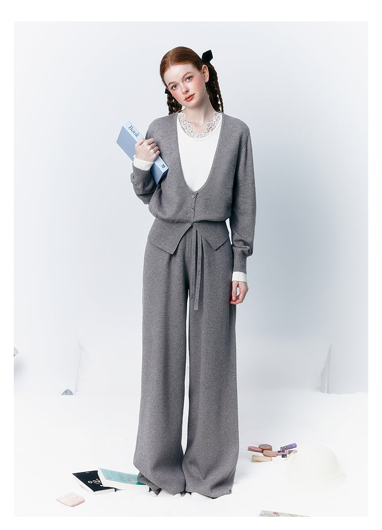 Wide-Leg Knit Pants With Drawstring