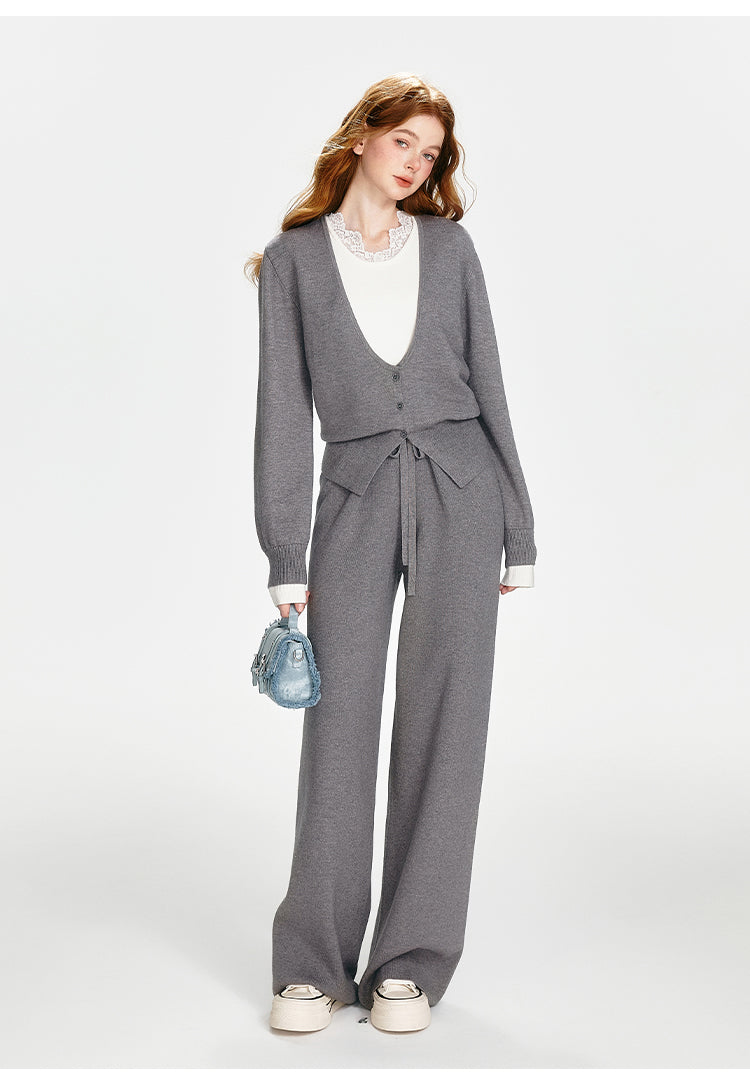 Wide-Leg Knit Pants With Drawstring