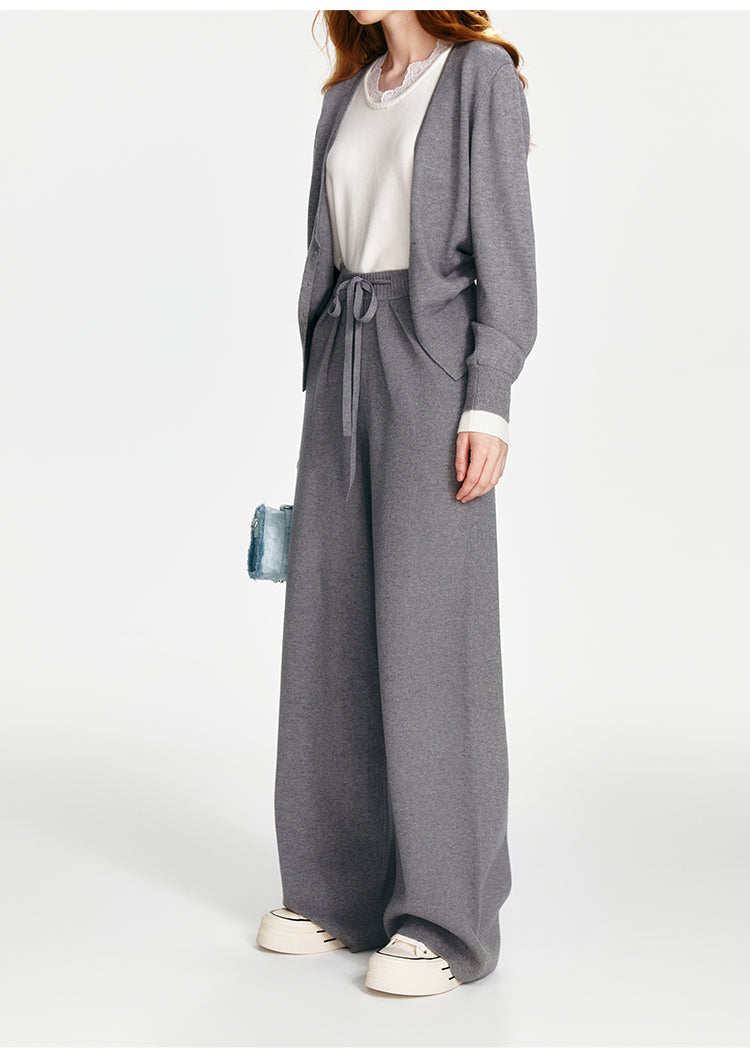 Wide-Leg Knit Pants With Drawstring